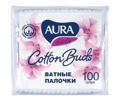 Ватные палочки Aura Beauty 100 шт, пакет