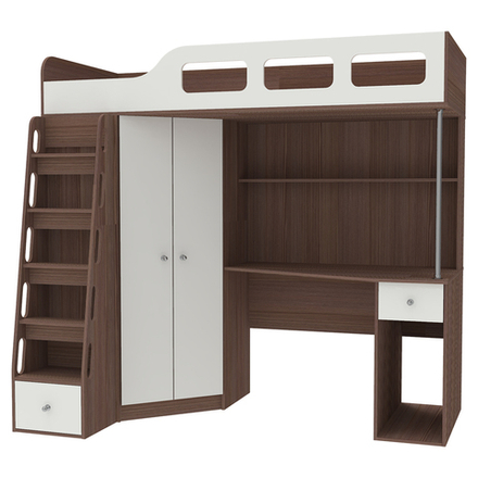 Кровать-чердак КарИВи Астра 7 Бодего Темный Белый