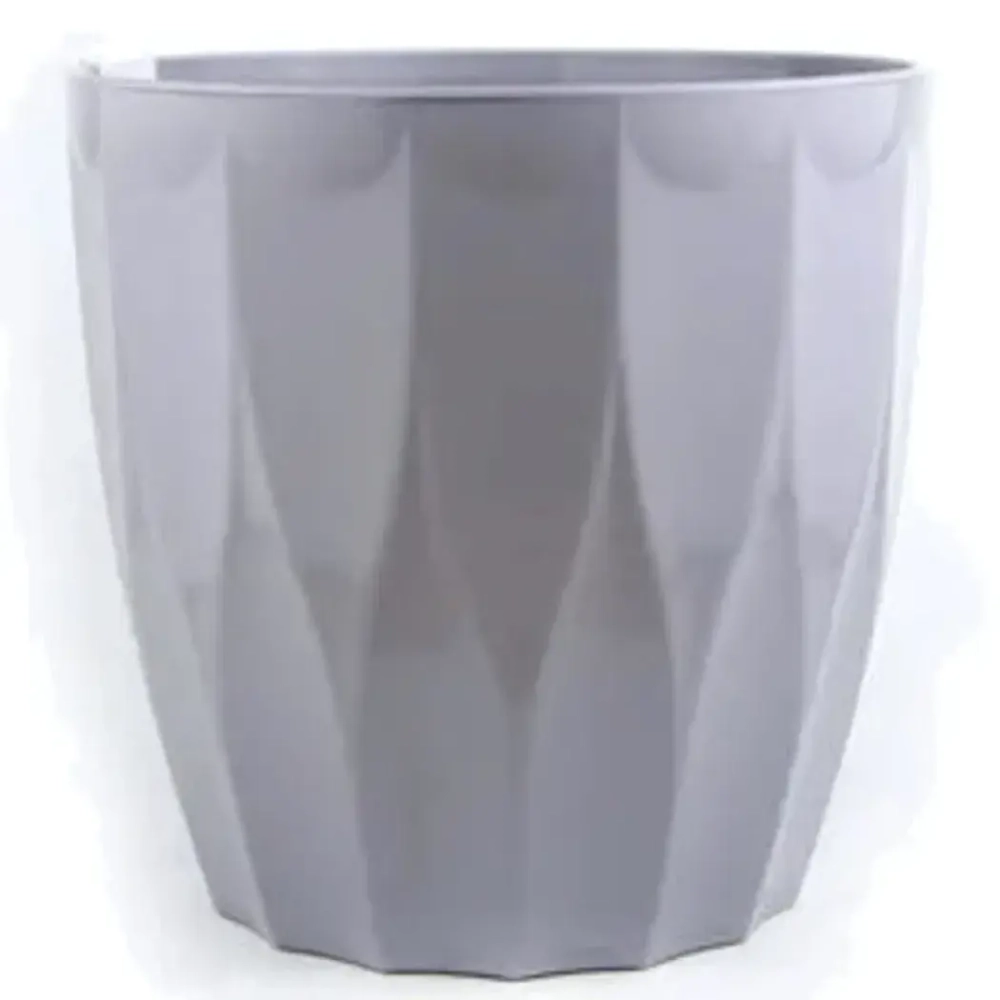 Кашпо для цветов пластиковое 3л d-18см «Флюте» во вставкой антрацит