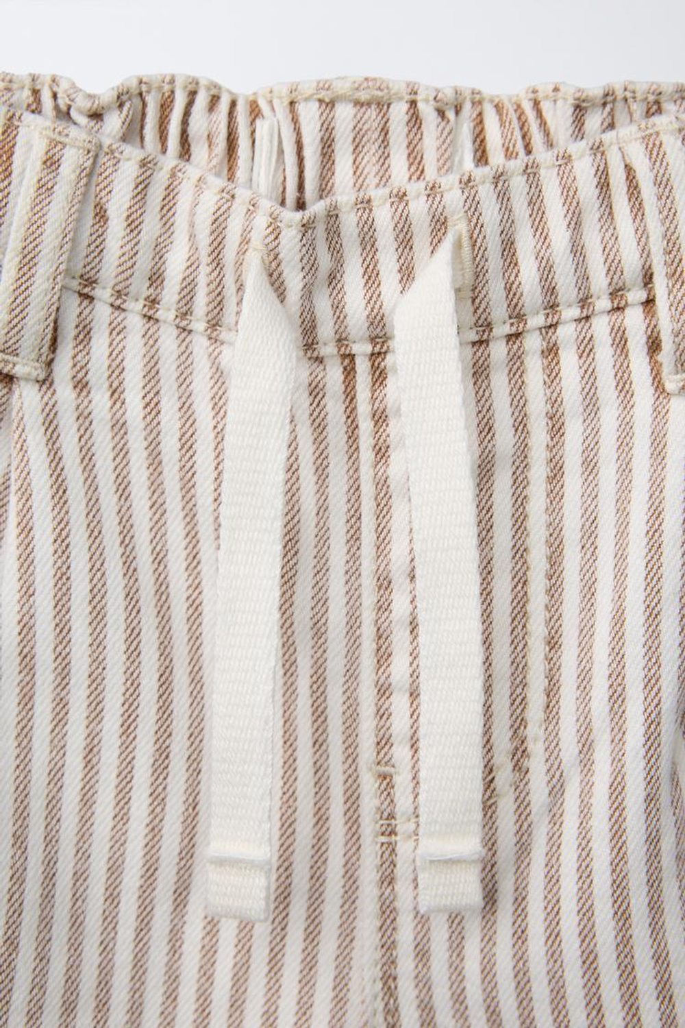 ZARA БРЮКИ ИЗ ТВИЛА В ПОЛОСКУ, ЭКРЮ