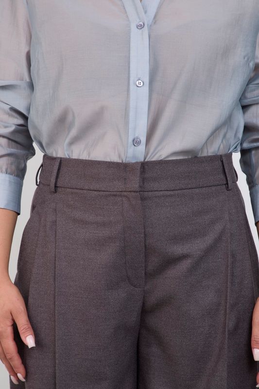 Брюки прямые широкие с защипами, серый стальной