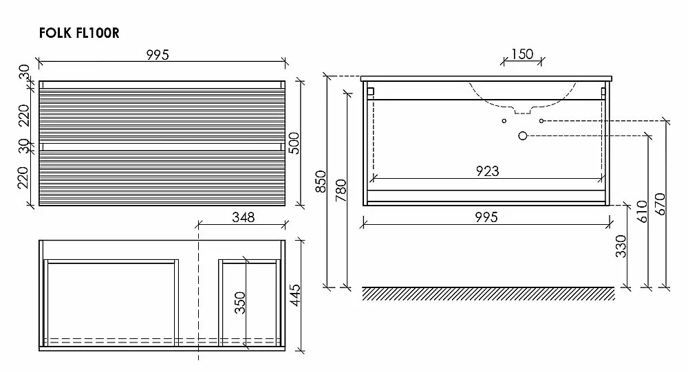 Тумба с раковиной Sancos FOLK FL100RCP/CN7015 100 капучино