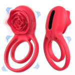 Двойное эрекционное кольцо с вибрацией и стимулятором клитора Rose