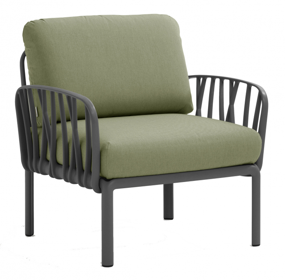 Кресло пластиковое с подушками Nardi Komodo Poltrona, антрацит, джунгли