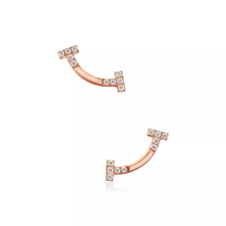 Серьги из розового золота 18k с бриллиантами 💠Tiffany, T Smile New