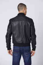 Куртка кожа Aeronautica 951 мужская черный бомбер