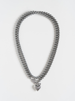 Колье "Long Dark Grey Heart" Silver