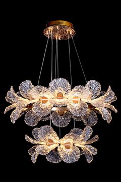 Подвесная люстра LED 140W 3000К LE3032/800-2K GD/SH золото/прозрачный Jardin Leon