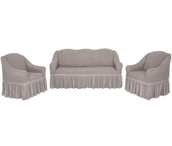 Комплект чехлов на трехместный диван и кресла с оборкой, цвет Капучино