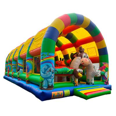 Коммерческий надувной батут «Страна Сафария» с крышей 14*7*6 м