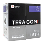Кабель витая пара TERACOM PRO Cat.6 U/UTP 4 пары solid 23AWG оболочка LSZH нг(А)-HF цвет серый (упак. 305м) (305.00 шт.)