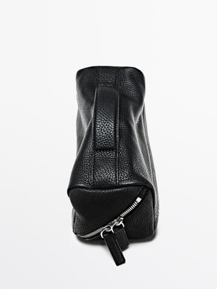 Massimo Dutti Косметичка из кожи наппа, черный