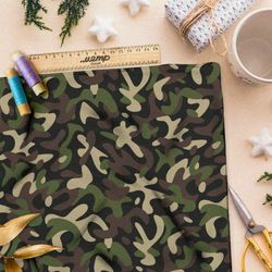 Ткань атлас бурый камуфляж