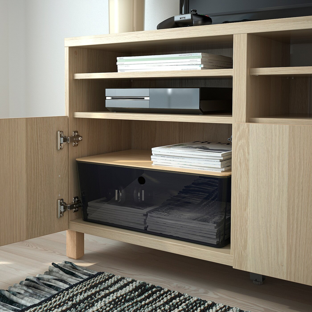 Контейнер с крышкой IKEA KUGGIS (КУГГИС), Бамбук, Черный, 37x54x21 см