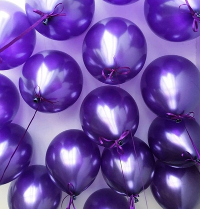Шары с гелием под потолок Хром Фиолетовый 15 шаров