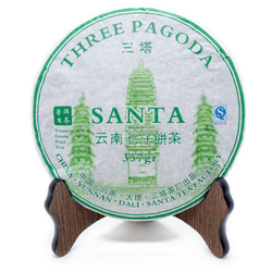 0474/2021 Чай прессованный зеленый Пуэр Шэн "Саньта", ци цзы бин 357 гр