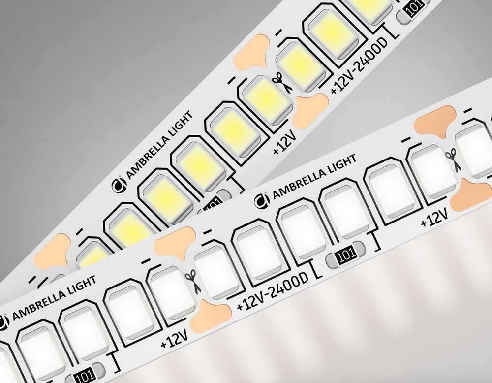 Светодиодная лента GS1402 2835 240Led/ 17W m/ 12V IP20 4500K/ 5000*10*1.2mm/ кратность резки 25mm (2 конт.)
