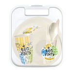 Набор для пикника с декором, 37 предметов на 6 персон (светло-бежевый) в контейнере