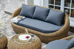 "Барселона" лаунж-зона из искусственного ротанга, цвет соломенный