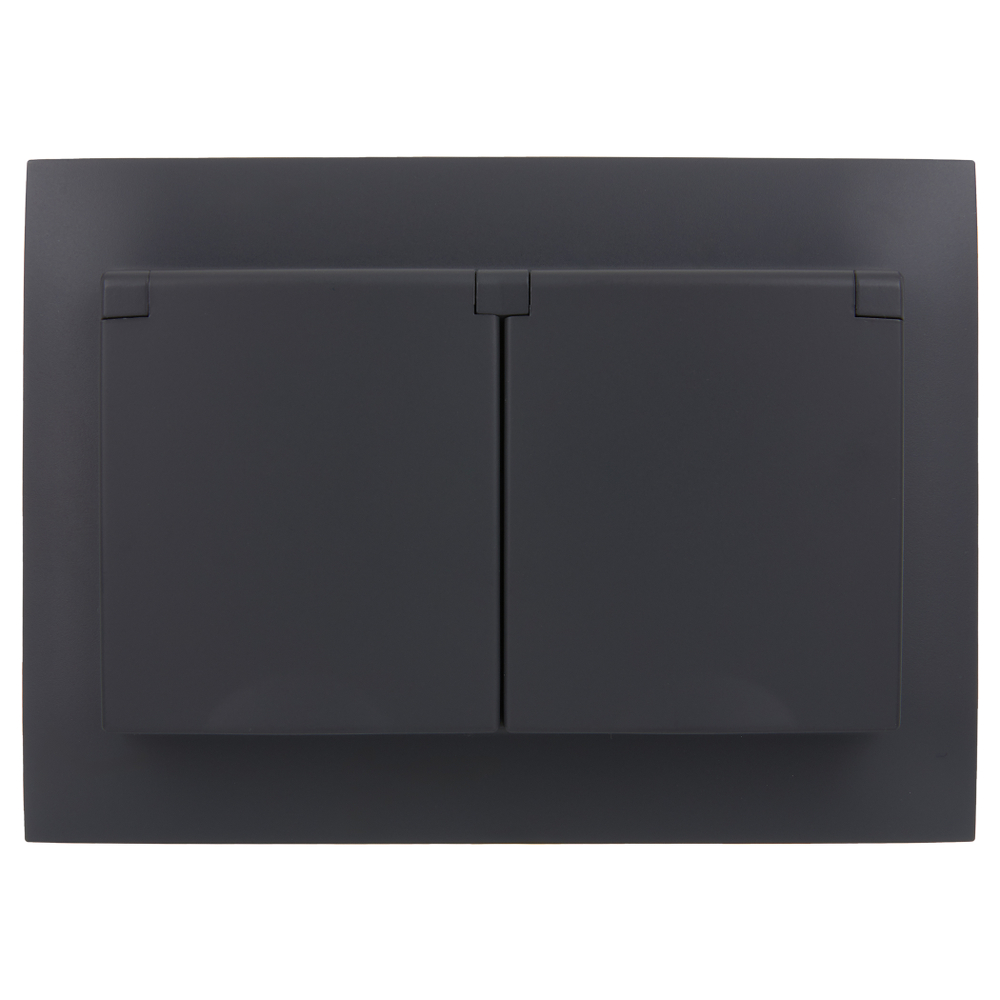 SKANDY Розетка 2-местная и крышкой 16А в сборе IP44 SK-R12T титан IEK