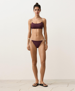 OYSHO Полуоткрытые плавки бикини на завязках, темно-сливовый