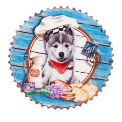 Фигурка декоративная (магнит) "Собачка-кок" d=7см. b=0.5см. (6видов) (min12) (керамика) (подарочная