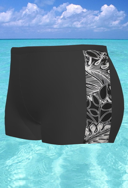 Шорты купальные 17115 черно-белый папоротник