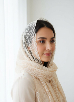 Шарф ажурный женский Персик