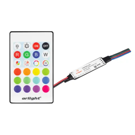 Контроллер SMART-MINI-RGB-SET (12-24V, 3x1.5A, ПДУ 24кн, IR) (Arlight, IP20 Пластик, 5 лет) 031594