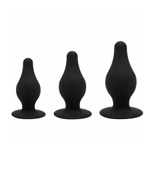 Набор из 3 черных анальных втулок SILEXD Silicone Plug Kit Model 2 (Цвет: черный)