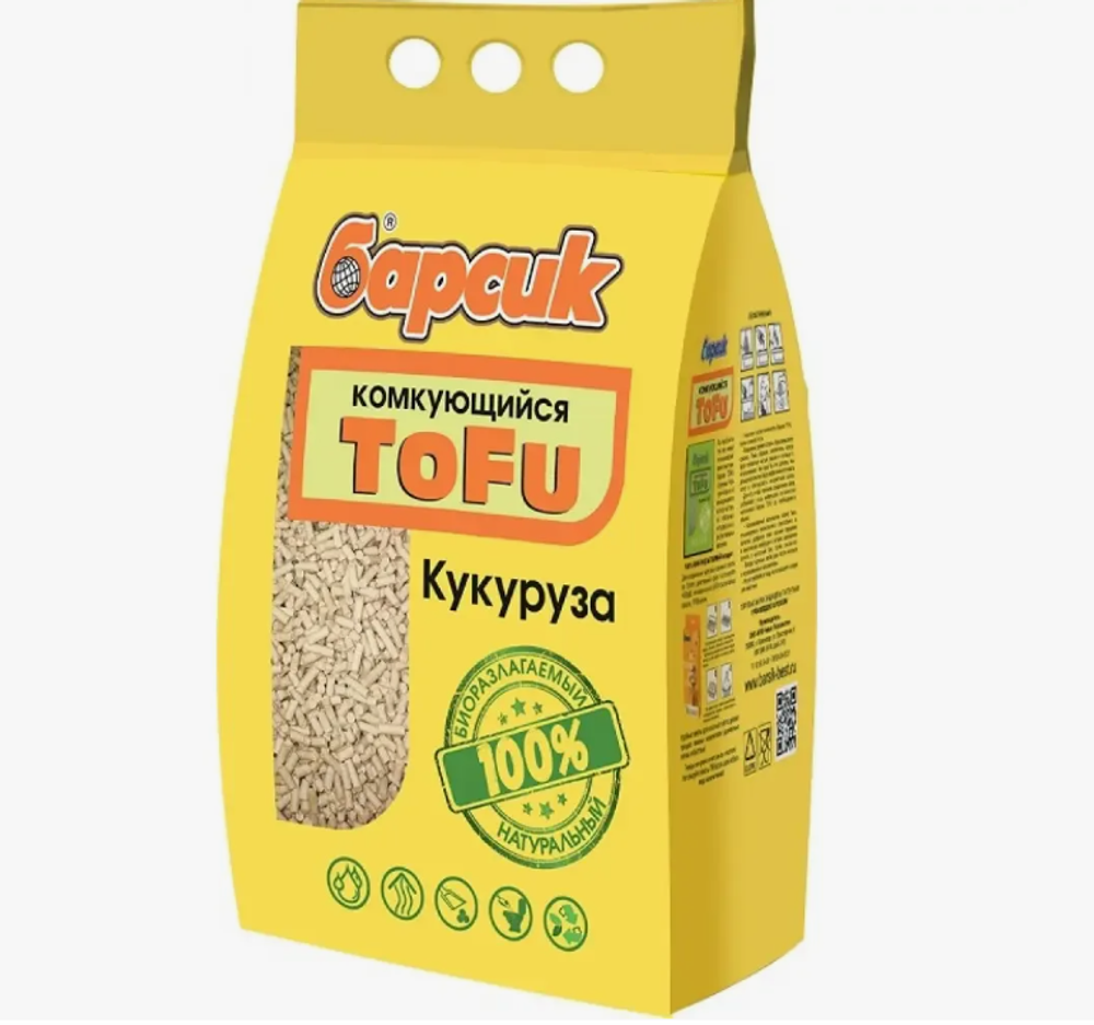 Барсик ToFu наполнитель комкующийся Кукуруза - 4,54 л