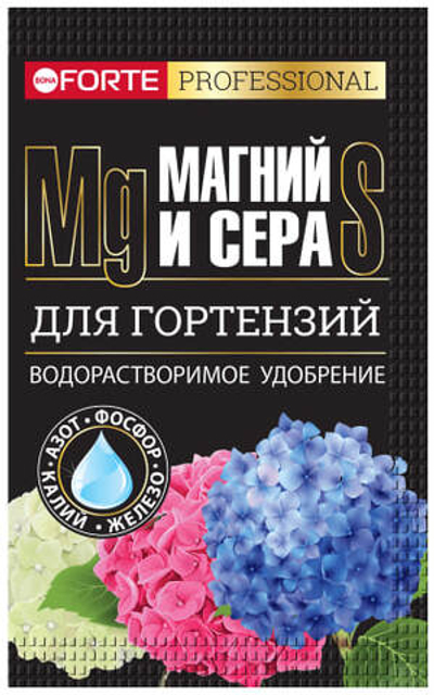 Удобрение комплексное водорастворимое BONA FORTE для гортензий и кислотолюб. раст.100 гр (в шоубоксе 10 шт),