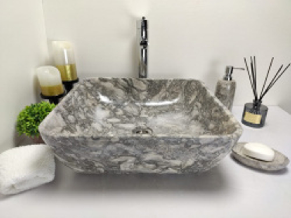 Раковина из мрамора Square Doreng Grey MS-60192 45*45*15
