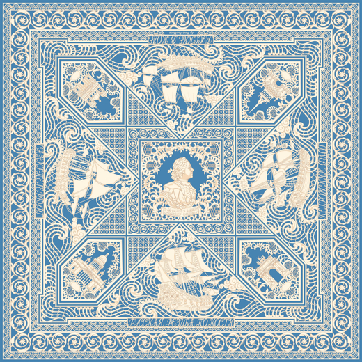 Шаль «Русская резьба по кости», 100% шерсть