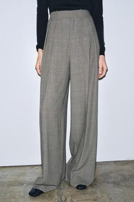 ZARA БРЮКИ В КЛЕТКУ С ЗАЩИПАМИ — ZW COLLECTION, БЕЖЕВЫЙ