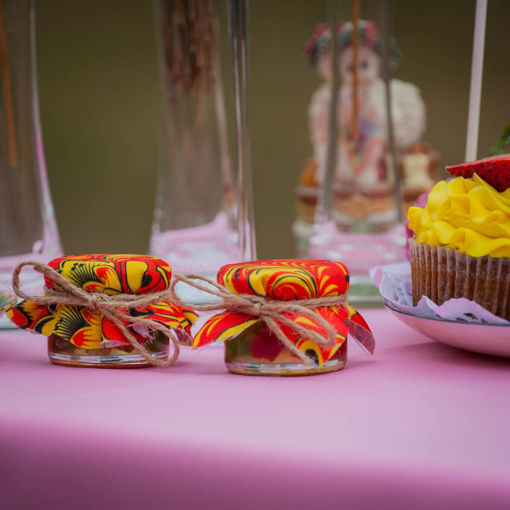 Бонбоньерка с медом на свадьбу, 35 грамм, стиль "Хохлома"