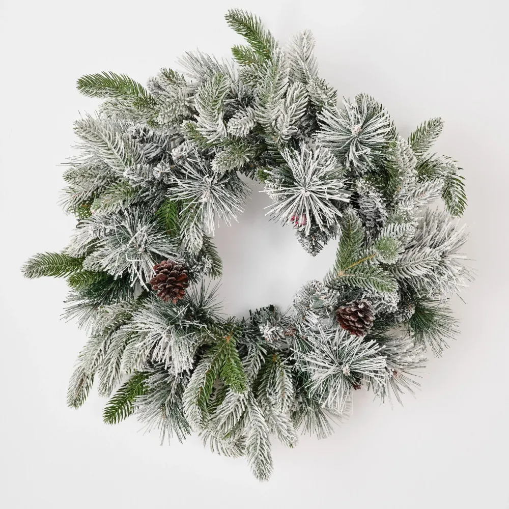 Рождественский венок заснеженный с шишками «Froid» (Литая +пвх) 60 см