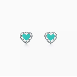 Серьги из серебра 925, Tiffany love с голубой эмалью💞