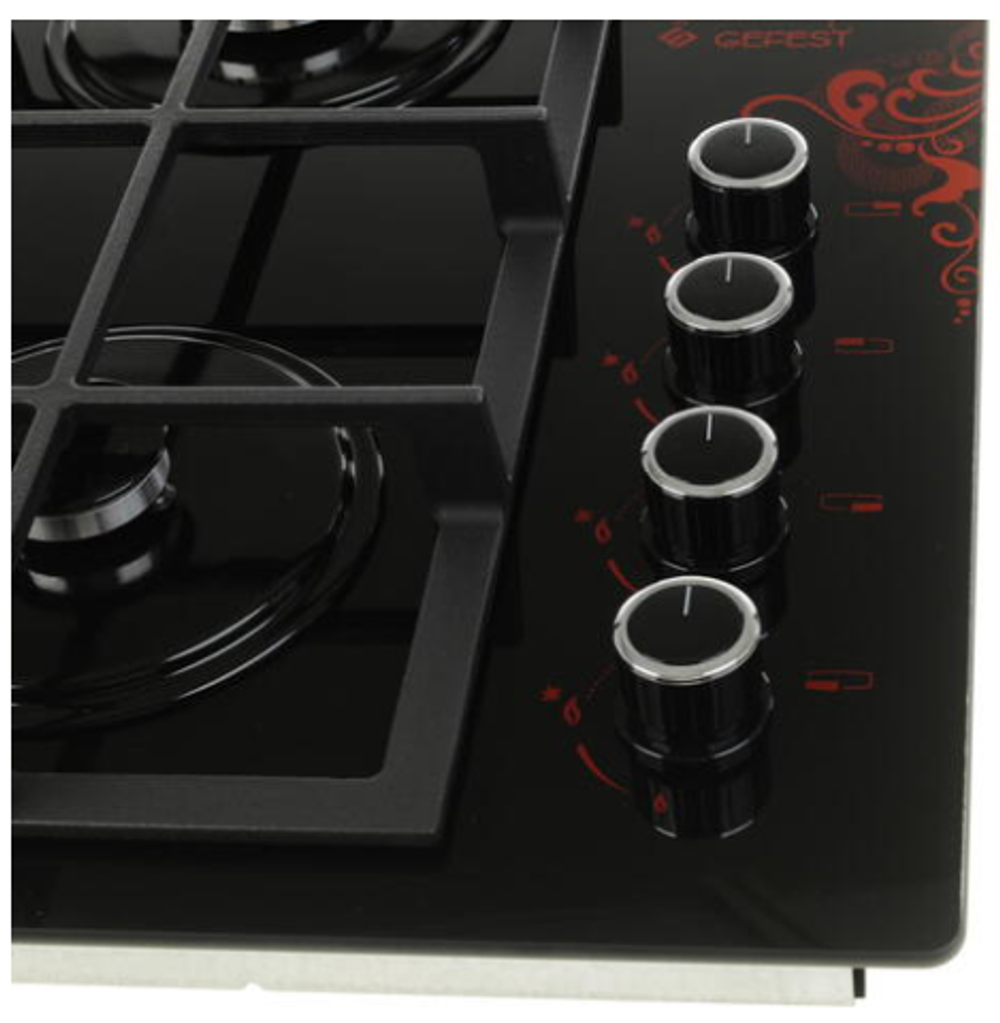 Поверхность варочная  Гефест СГ СВН 2230 К16 (чер. стекло с красным рисунком, газ/к, 60*52)