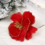 Украшение новогоднее «Пуансеттия - Изящная» 16 см, Красный/Золото