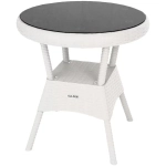 Стол круглый со стеклом RATTAN Ola Dom белый 700х720мм