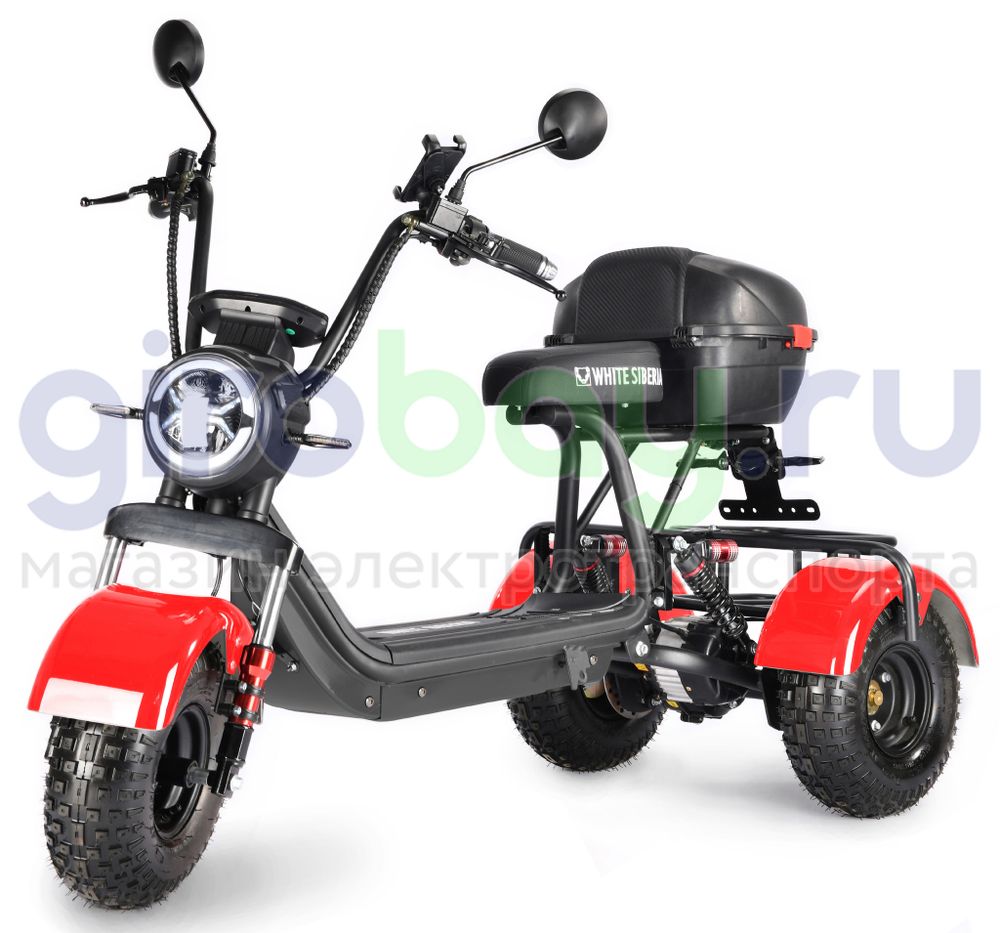 Электроскутер WHITE SIBERIA TRIKE MINI 1500W - Красный фото фото №2