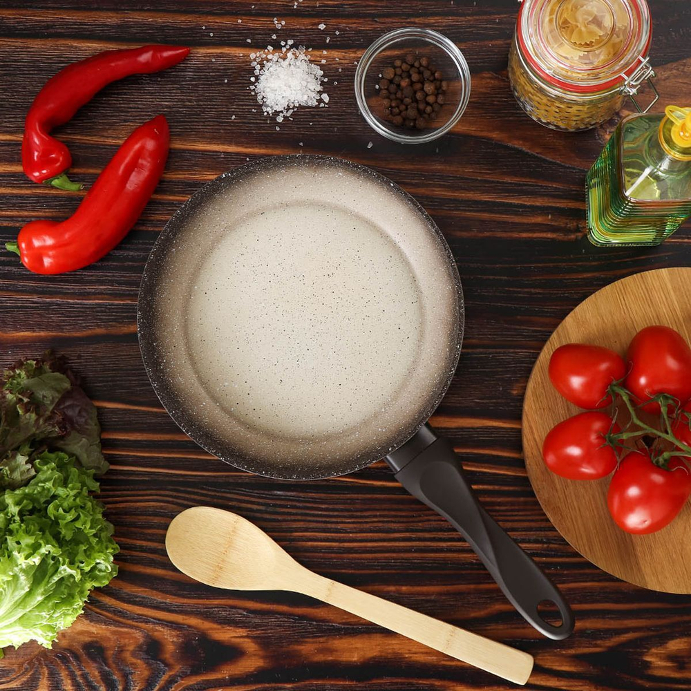 Сковорода алюминий, 24 см, антиприг, Daniks, Омбре, FPW-24-SM-AMBR-BLK, индукц