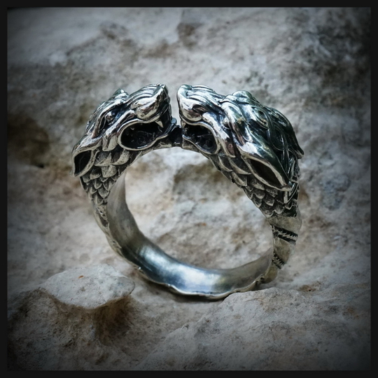 Кольцо "Кельтские волки" макси , мельхиор