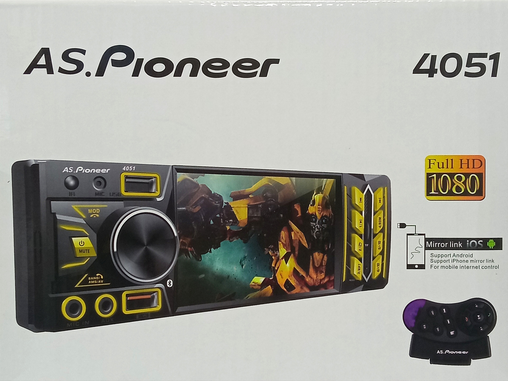 Автомагнитола MP3/MP4 AS.Pioneer 4051 (4.1"/HDVideo/7Color/BT)