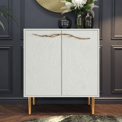 Комод Арт Колор leaves Стайл Голд с 2 полками Белый опал