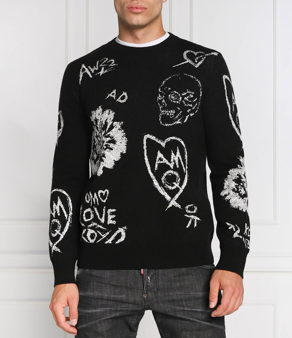 Хлопковый свитер Alexander McQueen - черный(712789 Q1XGA)