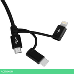 Кабель Momax OneLink 3-in-1 DX1D 1м Black