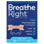 Breathe Right, полоски для носа, большие, бежевые, 30 шт.