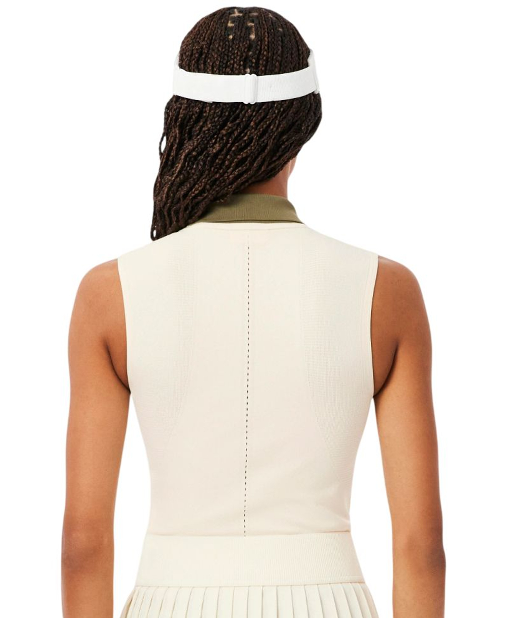 Женское поло Lacoste Sleeveless Stretch Knit - white/khaki green